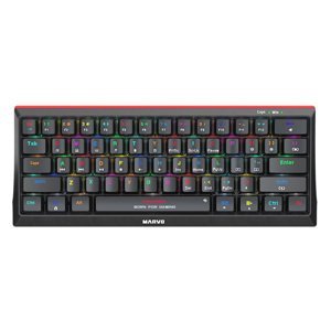 Marvo klávesnice Kg962g En - R, klávesnice Us, herní, mechanická typ drátová (USB), černá, Rgb, červené spínače