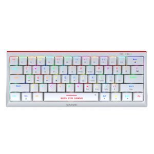 Marvo klávesnice Kg962g Wh En - R, klávesnice Us, herní, mechanická typ drátová (USB), bílá, Rgb, červené spínače