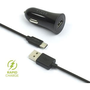 nabíječka pro mobil Autonabíječka Fixed s odnímatelným Microusb kabelem, 2,4A, černá