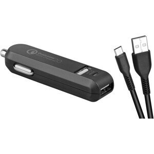 Avacom nabíječka pro mobil Carmax 2 nabíječka do auta 2x Qualcomm Quick Charge 2.0, černá barva (micro Usb kabel) - Avacom Nacl-qc2xm-kk