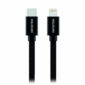 Swissten kabel Kabel Textile Usb - C/ligh 1,2m, černý