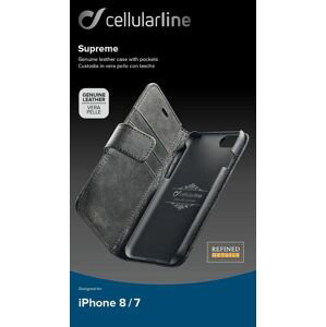 pouzdro na mobil Prémiové kožené pouzdro typu kniha Cellularline Supreme pro Apple iPhone 7/8/SE (2020), černé