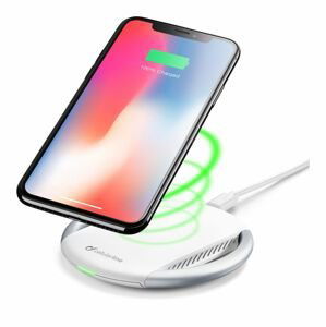 Cellularline nabíječka pro mobil Wireless Fast Charger Stand, Qi standart, bílý Wirelestandiphw