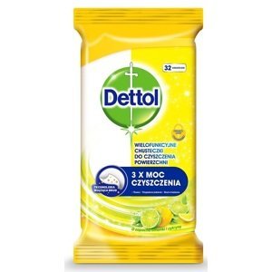 Dettol antibakteriální ubrousky na povrchy citron/limetka 32ks