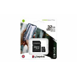 Kingston paměťová karta Canvas Select Plus micro Sdhc 32Gb Class 10 Uhs-i + Sd adaptér