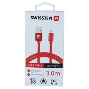 Swissten kabel kabel Textile Usb/ligh 3,0m, červená