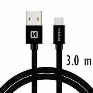 Swissten kabel kabel Textile Usb/usb-c 3,0m, černá