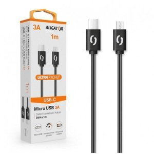 kabel Datový kabel Aligator Power 3A, Usb-c/micro Usb 1m bílý