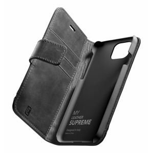 pouzdro na mobil Prémiové kožené pouzdro typu kniha Cellularine Supreme pro Apple iPhone 12 mini, černé