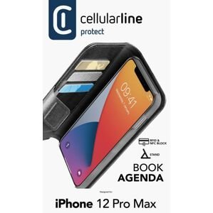 pouzdro na mobil Pouzdro typu kniha Cellularline Book Agenda 2 pro Apple iPhone 12 Pro Max, černé