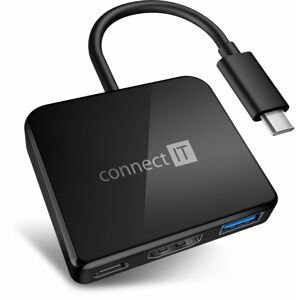 Connect It Usb hub Usb-c hub, 3v1 (USB-C,USB-A,HDMI), externí, Černý