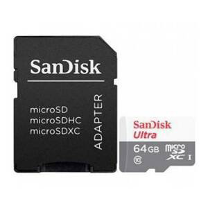 Sandisk paměťová karta Ultra - Paměťová karta flash (adaptér microSDHC - Sd zahrnuto) - 64 Gb - Class 10 - microSDX