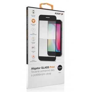 tvrzené sklo pro mobilní telefon Ochranné tvrzené sklo Aligator Print, Realme C21, černá, celoplošné lepení