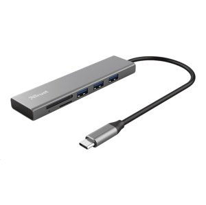 Trust Usb hub Usb-c hub Halyx Fast, 3xUSB 3.2 Gen 1, čtečka karet, stříbrná