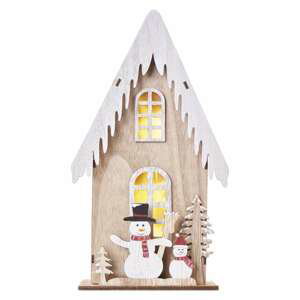 Emos Dcww18 Led dekorace dřevěná – domek se sněhuláky, 28,5 cm