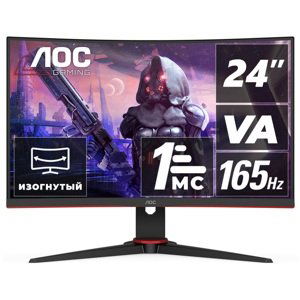 Aoc Lcd monitor C24g2ae/bk Led monitor, herní, prohnutý, 23,6", Va, 1920x1080, 16:9, 165Hz, 1ms, 250cd/m2, 3000:1, Displayport, 2x Hdmi, Vga, repro, V