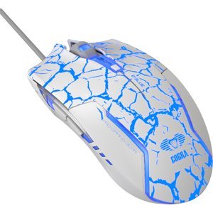 E-blue myš Myš Cobra, bílá/modrá, herní, e-box