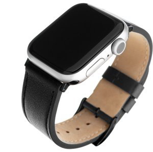 Kožený řemínek Fixed Leather Strap pro Apple Watch 38/40/41 mm, černý