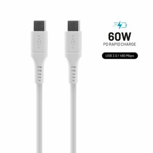 nabíječka pro mobil Nabíjecí a datový Liquid silicone kabel Fixed s konektory Usb-c/usb-c a podporou Pd, 1.2m, Usb 2.0, 60W, bílý