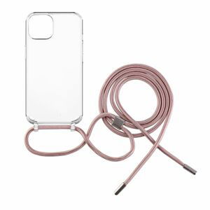 pouzdro na mobil Pouzdro Fixed Pure Neck s růžovou šňůrkou na krk pro Apple iPhone 13
