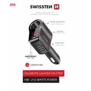 Swissten nabíječka pro mobil Autoadaptér S Výstupem 20114020