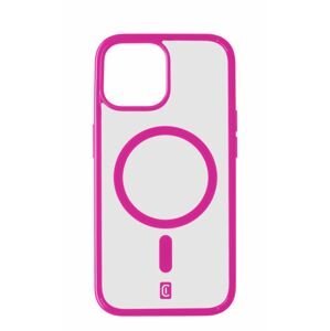 Zadní kryt Cellularline Pop Mag s podporou Magsafe pro Apple iPhone 15 Plus, čirý / růžový