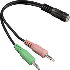 Hama kabel redukce 2x jack 3,5mm - jack zásuvka 3,5mm 4pól., pro headsety