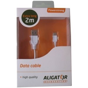 Aligator kabel Powerstrong datový kabel microUSB, White