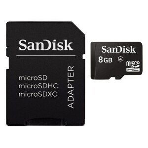 Sandisk paměťová karta microSDHC Card Photo 8 Gb + Adapter