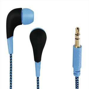 Hama sluchátka sluchátka Neon, silikonové špunty, opletený kabel, modrá