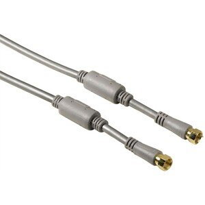 Hama kabel Sat propojovací kabel, F-vidlice - F-vidlice, 100 dB, pozlacený, ferity, šedý, 3 m