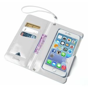 Celly pouzdro na mobil Splashwalletwh Univerzální voděodolné pouzdro s peněženkou Splash Wallet, pro telefony 5,7 ", bílé