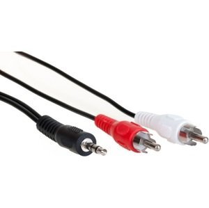 Aq reproduktorový kabel Kam012 - stereo audio kabel s konektory 3,5 mm Jack - 2 x Rca, délka 1,2 m