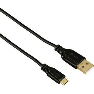 Hama kabel micro Usb kabel Flexi-slim, oboustranný konektor, 0,75 m, černý