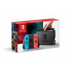 Nintendo Switch console with neon red&blue Joy-Con; 9103223