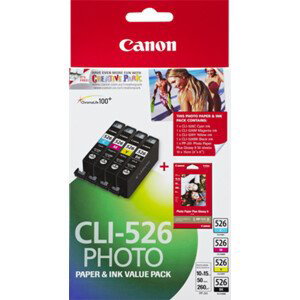Canon CLI-526 C/M/Y/B + 50x PP-201; 4540B017