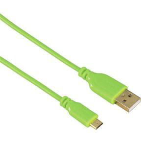 Hama micro USB kabel Flexi-Slim, oboustranný konektor, 0,75 m, zelený; 135702