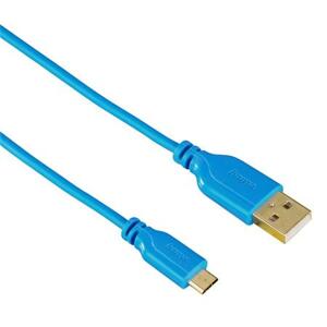 Hama micro USB kabel Flexi-Slim, oboustranný konektor, 0,75 m, modrý; 135701