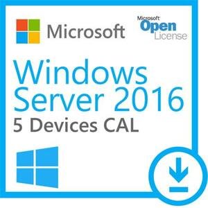Microsoft Windows Server 2016 (Anglicky, 5 zařízení CAL); R18-05206