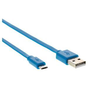 SENCOR USB 2.0 kabel plochý, USB A konektor - USB Micro B konektor, MODRÝ; SCO 512-010 BL