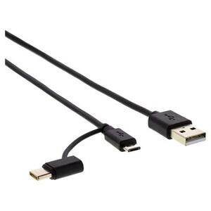SENCOR USB 2.0 kabel, USB A konektor - USB Micro B / USB C konektor, černý; SCO 522-015 BK