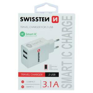 Swissten smart IC 2x USB 3.1A power, bílá; 22013307