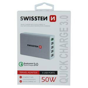 Swissten smart IC 5x USB Quck charge 3, bílá; 22013306