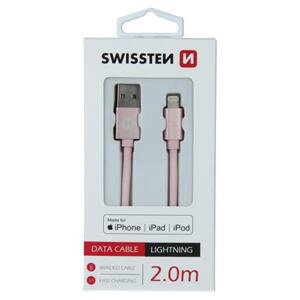 Swissten USB/Lightning MFi 2m, růžovo-zlatý; 71524305