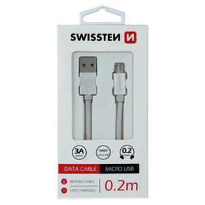 Swissten USB/microUSB 0.2m, stříbrný; 71522103