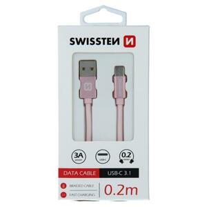 Swissten USB/USB-C 0.2m, růžovo-zlatý; 71521105