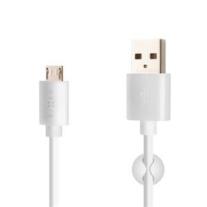 Dlouhý datový a nabíjecí kabel FIXED s konektorem micro USB, 2 metry, 2,4A, bílý; FIXD-UM2M-WH