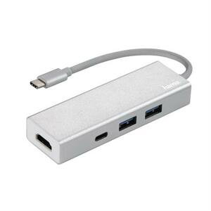 Hama USB-C 3.1 hub Aluminium, 2x USB-A, USB-C, HDMI; 135756