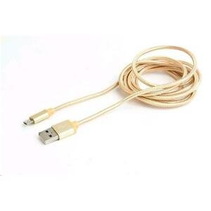 Kabel CABLEXPERT USB A Male/Micro B Male 2.0, 1m, opletený, zlatý, blister; CCB-mUSB2B-AMBM-6-G