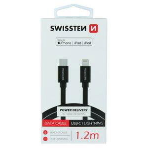 Swissten datový kabel textile USB-C / Lightning Mfi 1,2 M, černý; 71526201